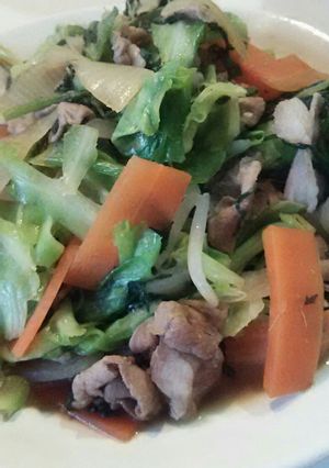 春菊入りヘルシー生姜焼き(野菜炒め風)-レシピのメイン写真