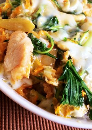 水菜たっぷり長ネギで作る親子丼-レシピのメイン写真