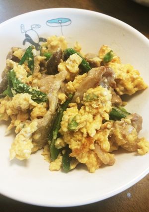 男の自炊料理 豚肉の三色炒め 酒の肴にも-レシピのメイン写真
