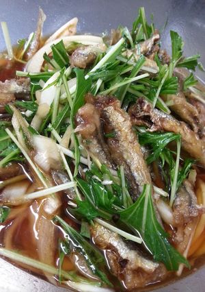 ばぁちゃんの味！水菜入り小いわしの南蛮漬-レシピのメイン写真
