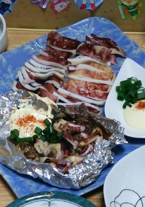 するめイカの姿焼き&肝マヨ七味だれ-レシピのメイン写真