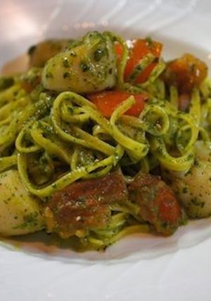 ホタテとミディトマトのジェノベーゼパスタ-レシピのメイン写真