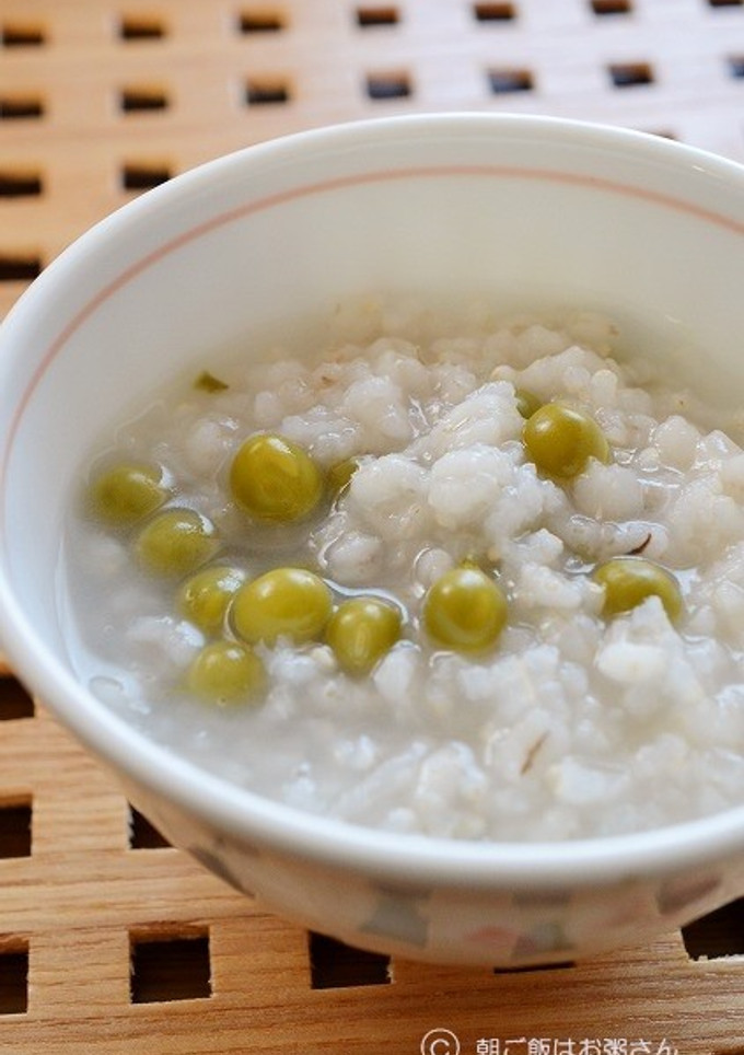 炊飯器で簡単に！さやえんどう豆のお粥さん-レシピのメイン写真