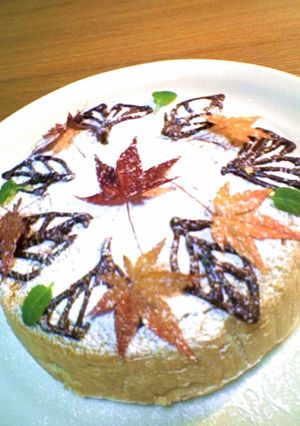 落ち葉舞う、柿のベイクドチーズケーキ-レシピのメイン写真