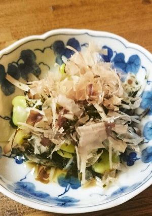 アカモクとそら豆と玉ねぎのポン酢和え-レシピのメイン写真