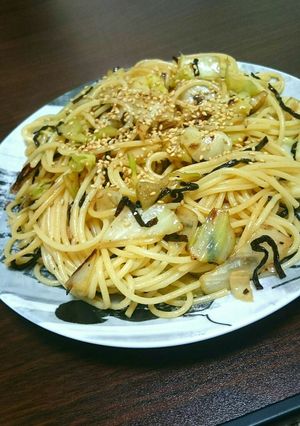 春キャベツと塩昆布の超節約オイルパスタ♪-レシピのメイン写真