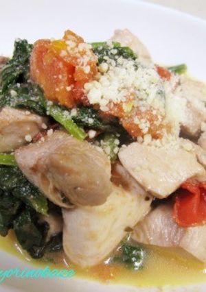 鶏肉ほうれん草トマトのチーズ炒め-レシピのメイン写真