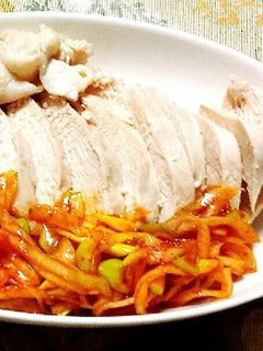 ゆで鶏むね肉のコッチュジャンネギ和え-レシピのメイン写真