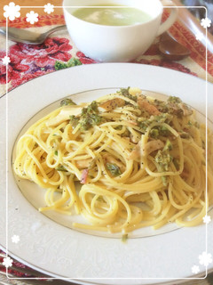 ふきのとうの味噌クリームパスタ-レシピのメイン写真