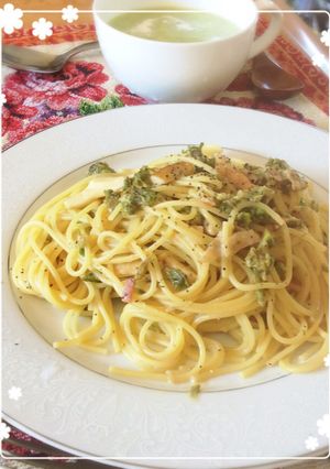 ふきのとうの味噌クリームパスタ-レシピのメイン写真