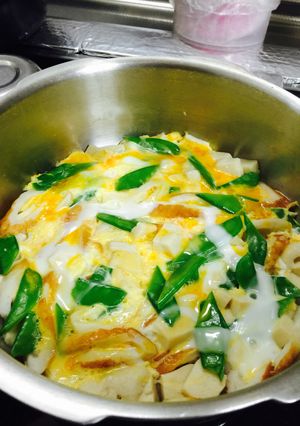 高野豆腐と 絹さや 竹輪の卵とじ煮-レシピのメイン写真