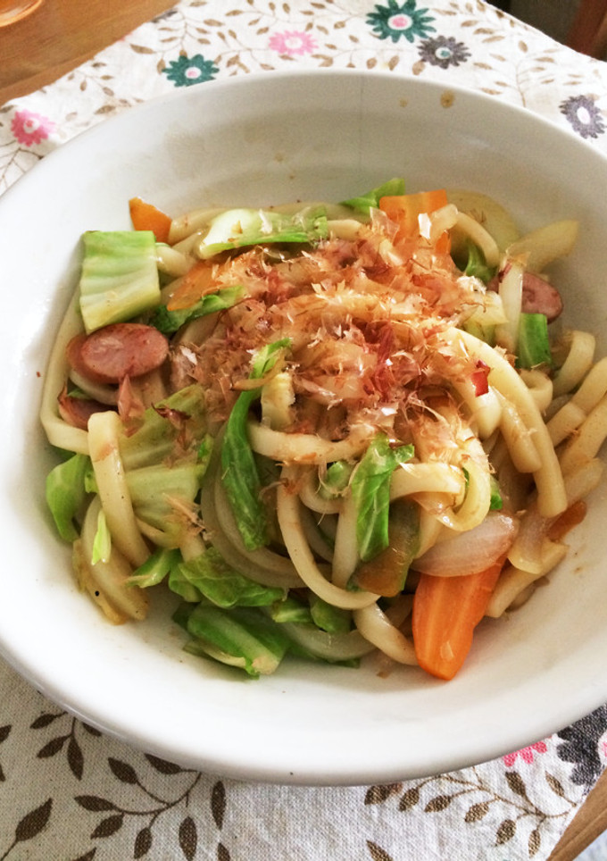 目分量でOK！麺つゆで簡単焼きうどん！-レシピのメイン写真