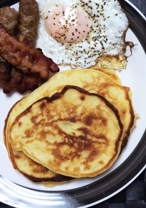 コーンミールとリコッタのパンケーキ♡-レシピのメイン写真