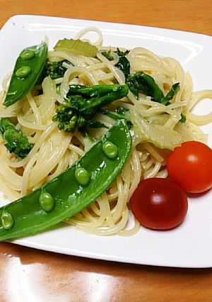菜の花とセロリのわさびパスタ-レシピのメイン写真