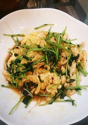 豆苗とたまごのオイスターソース炒め-レシピのメイン写真