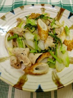 豚肉・ねぎ・大根葉・ちくわの炒め物-レシピのメイン写真