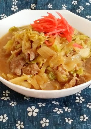 お肉少なめ玉葱とどっさりキャベツの豚丼風-レシピのメイン写真