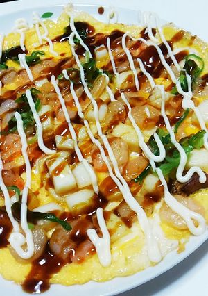 エビイカ玉★簡単絶品ヘルシーお好み焼き風-レシピのメイン写真