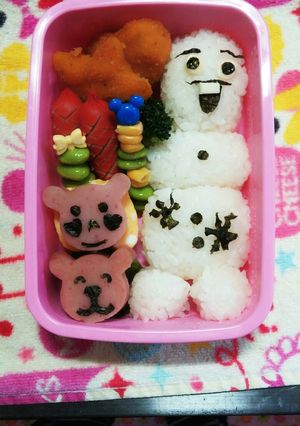 鼻なしオラフ？キャラ弁-レシピのメイン写真
