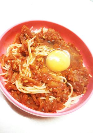 卵ミートソースパスタ-レシピのメイン写真