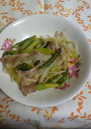春野菜と豚肉の酒蒸しバター醤油風味-レシピのメイン写真