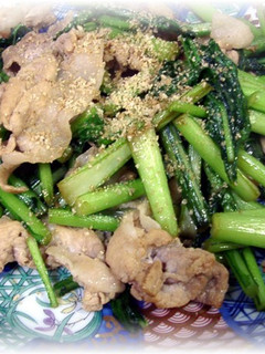 カブの葉と豚肉炒め×大葉にんにく醤油☆-レシピのメイン写真