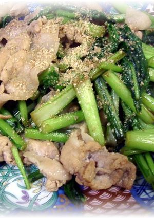カブの葉と豚肉炒め×大葉にんにく醤油☆-レシピのメイン写真