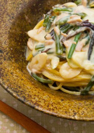 和風山菜チーズクリームパスタ-レシピのメイン写真