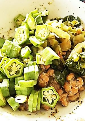野沢菜漬けとオクラの納豆-レシピのメイン写真