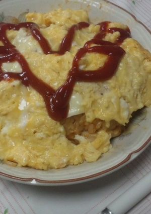 チーズオムレツ乗せチキンライス-レシピのメイン写真