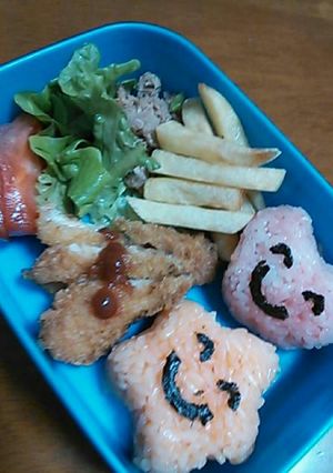 チビに*デコふり*ハート星おにぎり-レシピのメイン写真