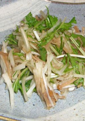 なめたけ+大根+水菜のサラダ-レシピのメイン写真