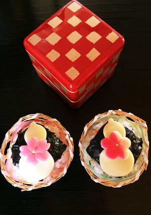 お花見おにぎり♡花籠盛り-レシピのメイン写真