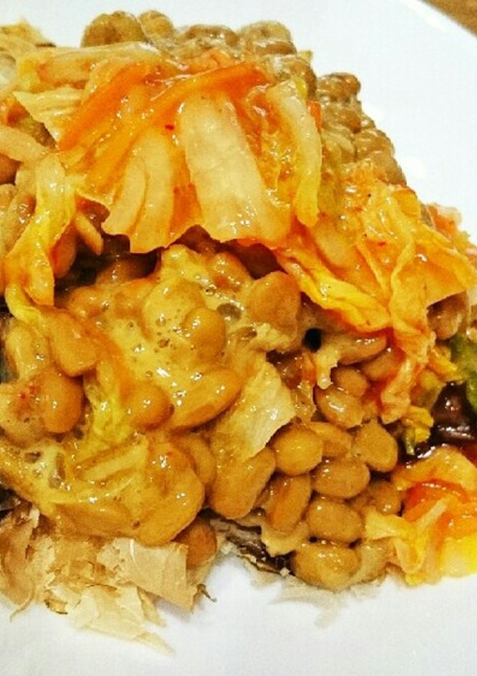 お好み焼き風!? 簡単納豆キムチご飯-レシピのメイン写真