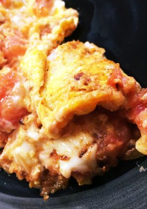 朝健康調味料なしランチトマト卵ガーリック-レシピのメイン写真