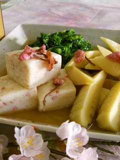 桜咲く、筍とカニ真薯のあんかけ-レシピのメイン写真