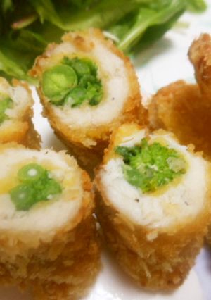 鮪　菜の花とえんどう豆のロールカツ-レシピのメイン写真