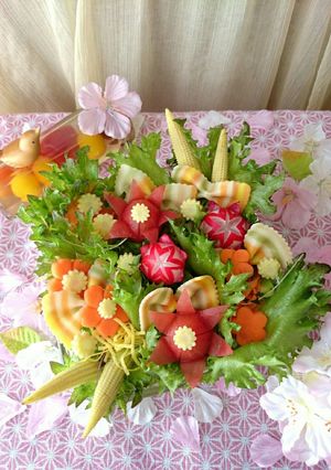 お花畑のペペロンチーノ風サラダ-レシピのメイン写真