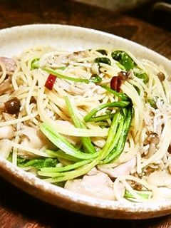 鶏肉とキノコとルッコラのスパゲッティ-レシピのメイン写真