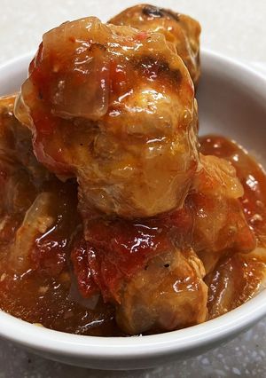 手羽元と新玉ねぎのトマト煮込み-レシピのメイン写真