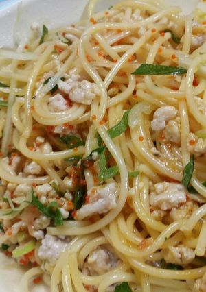 鶏そぼろのこだわりパスタ(・∀・)-レシピのメイン写真