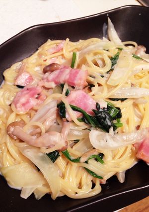 簡単♪ほうれん草としめじのクリームパスタ-レシピのメイン写真