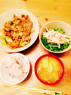 豚肉の黒胡椒炒め&ごぼうサラダ定食-レシピのメイン写真