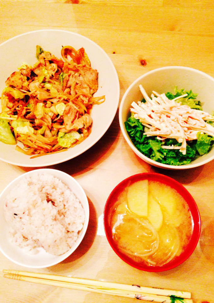 豚肉の黒胡椒炒め&ごぼうサラダ定食-レシピのメイン写真