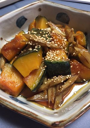 ご飯に合う！カボチャとゴボウのほっこり煮-レシピのメイン写真