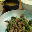 小松菜と豚肉の塩昆布炒め