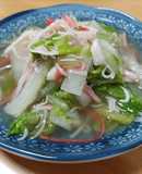 白菜のしらすとカニカマのスープ煮