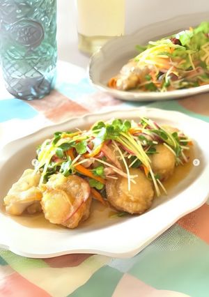 かいわれとベビーホタテの南蛮漬け-レシピのメイン写真