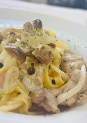 きのこと鶏肉のクリームパスタ-レシピのメイン写真