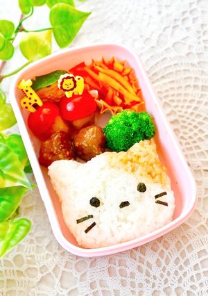 お弁当おにぎり☆猫ちゃん弁当-レシピのメイン写真